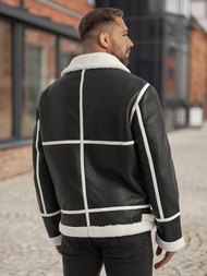 Pánska koženková bunda Čierna OZONEE JS/11Z8270