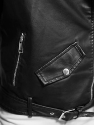 Dámska Kožená Bunda Čierna OZONEE JS/11Z8061