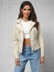 Dámska Kožená Bunda Béžová OZONEE O/G88