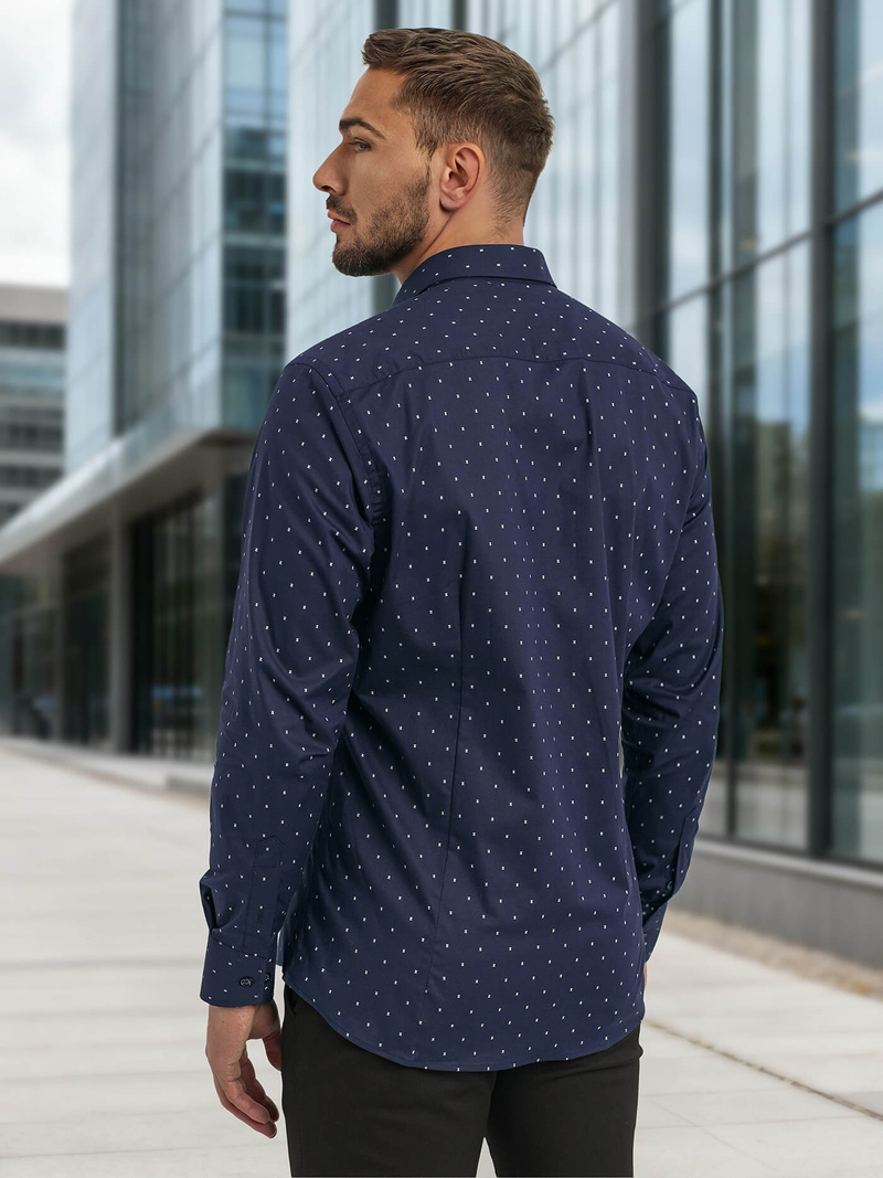 Pánska Košeľa Námornícka Modré OZONEE V/V181