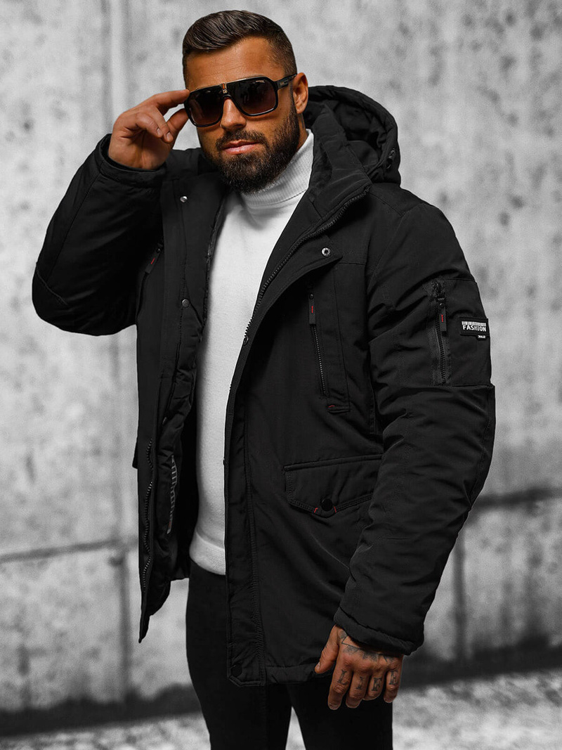 Pánska Bunda Čierna OZONEE JS/5M718/392