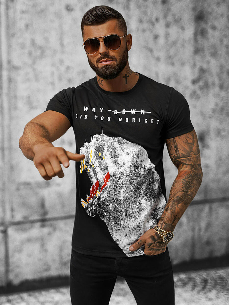 Pánske Tričko Čierne OZONEE O/T127/3Z