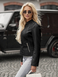 Dámska Kožená Bunda Čierna OZONEE JS/11Z8208