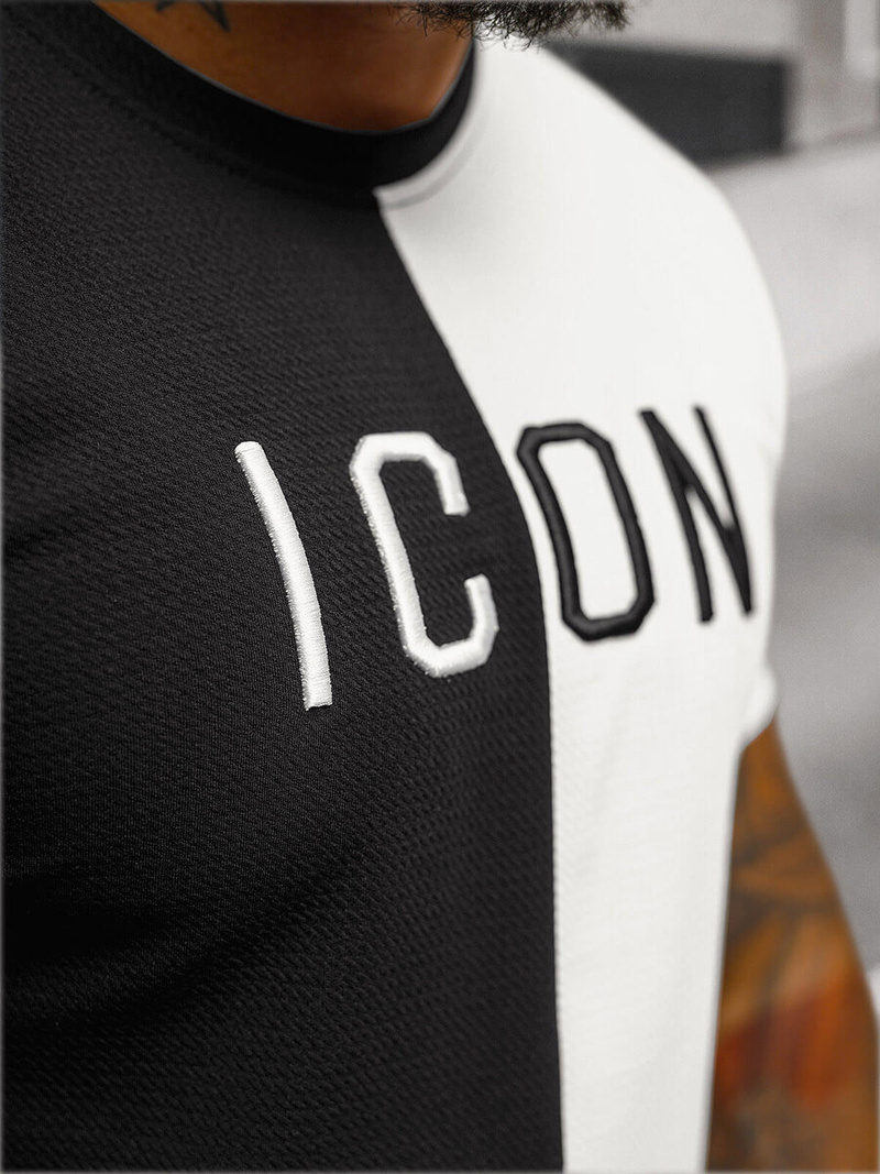 Pánske Tričko Čierno-Bielé OZONEE O/7776T