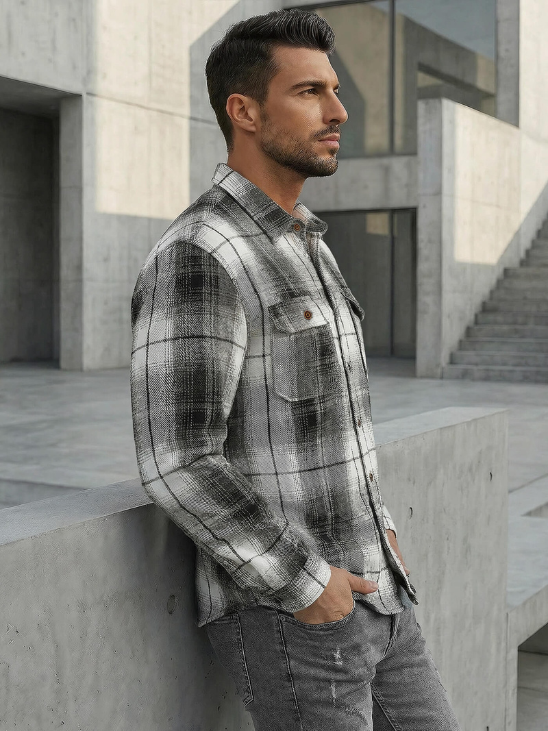 Pánska košeľa čiernobiela OZONEE NB/MC728N/4Z