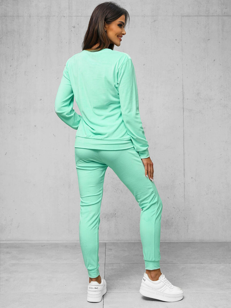 Dámska Velúrová Tepláková Súprava Tmavo-Mentolová OZONEE O/8C1173/139Z