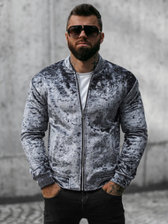 Pánska Velúrová Mikina Sivá OZONEE O/D8120