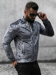 Pánska Velúrová Mikina Sivá OZONEE O/D8120