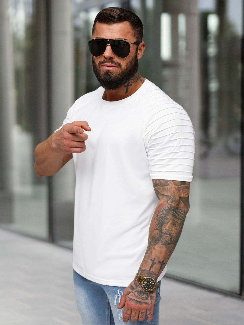 Pánske Tričko Bielé OZONEE JS/8T88/1Z