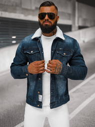 Pánska Riflová Bunda Šerpa Tmavomodrá OZONEE NB/MJ516BSZ