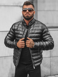 Pánska koženková bunda Čierna OZONEE O/9025Z