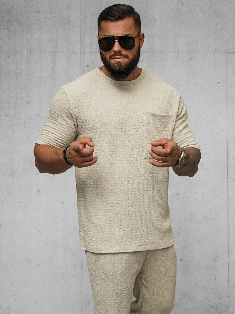 Pánske Tričko Béžová OZONEE O/Y960T