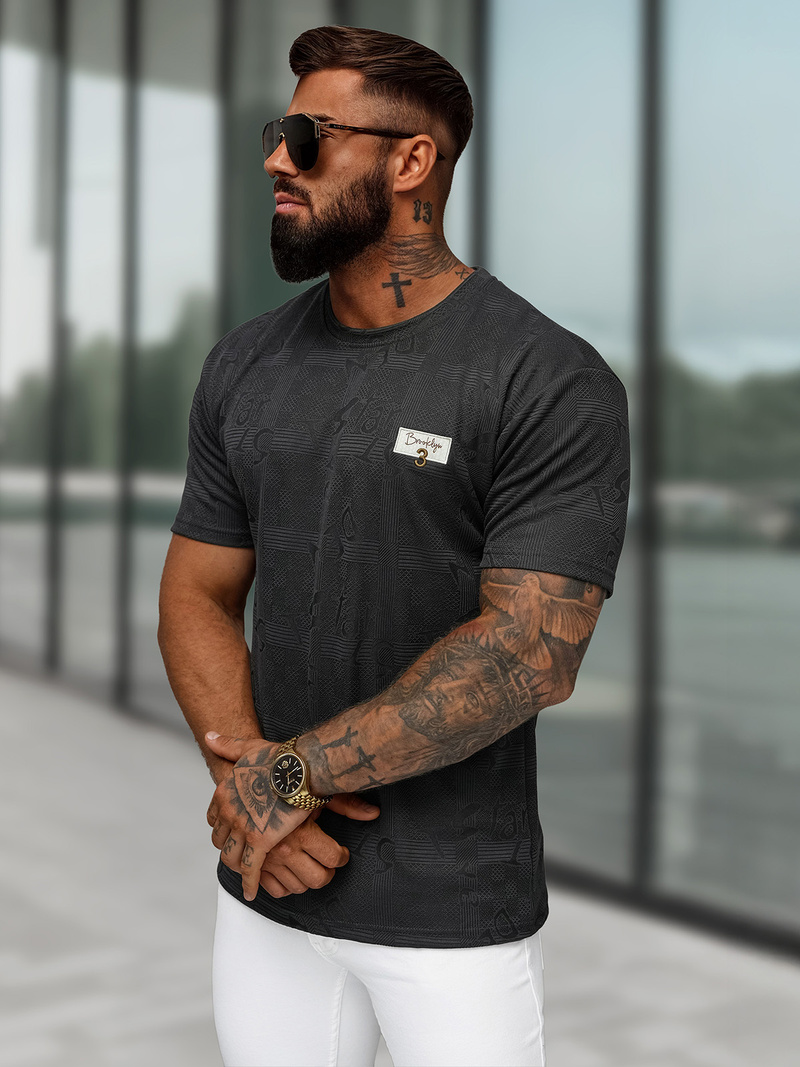 Pánske Tričko Čierne OZONEE O/QQ1568