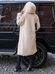 Dámska kožušinová zimná bunda béžová OZONEE JS/11Z8250