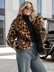 Dámska bunda béžová-hnedá OZONEE JS/61M8500/158