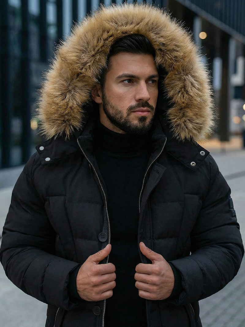 Pánska Bunda Čierna OZONEE JS/5M3122/392Z