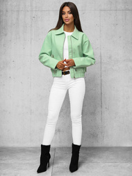 Dámska Kožená Bunda Mentolová OZONEE O/G116Z