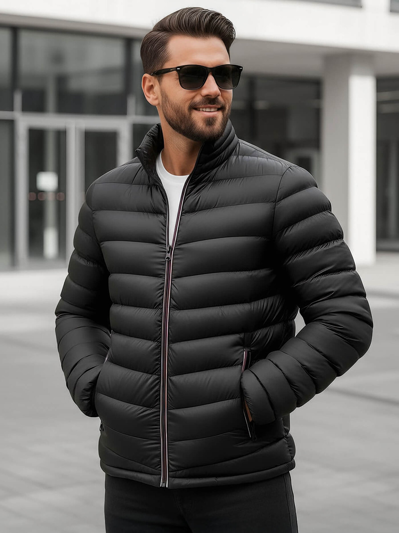 Pánska Bunda Čierna OZONEE JS/SM71Z