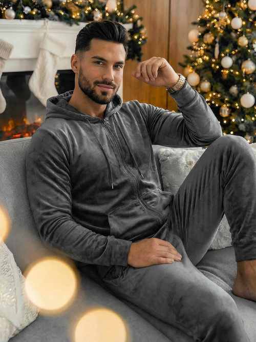 Pánska Velúrová Tepláková Súprava Grafitová OZONEE JS/8C1169/6Z