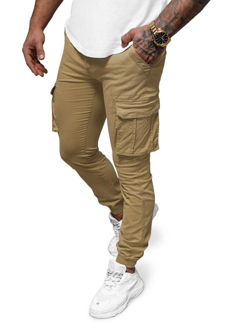 Pánske Chino Jogger Nohavice Béžové OZONEE NB/MP0202K
