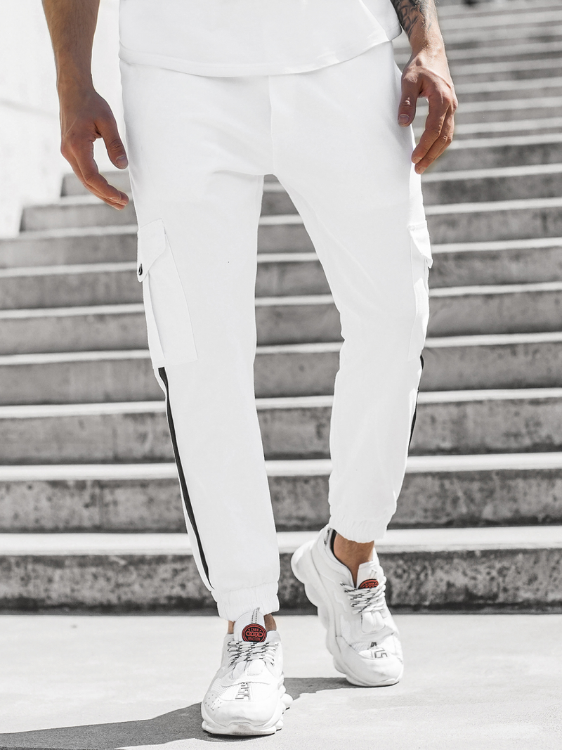 Pánske jogger nohavice Biele OZONEE DJ/5580