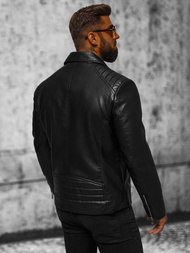 Pánska Koženková Bunda Čierna OZONEE JS/11Z8056
