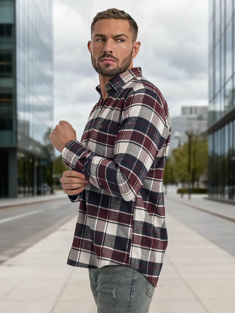 Pánska Košeľa Bordová OZONEE V/V174