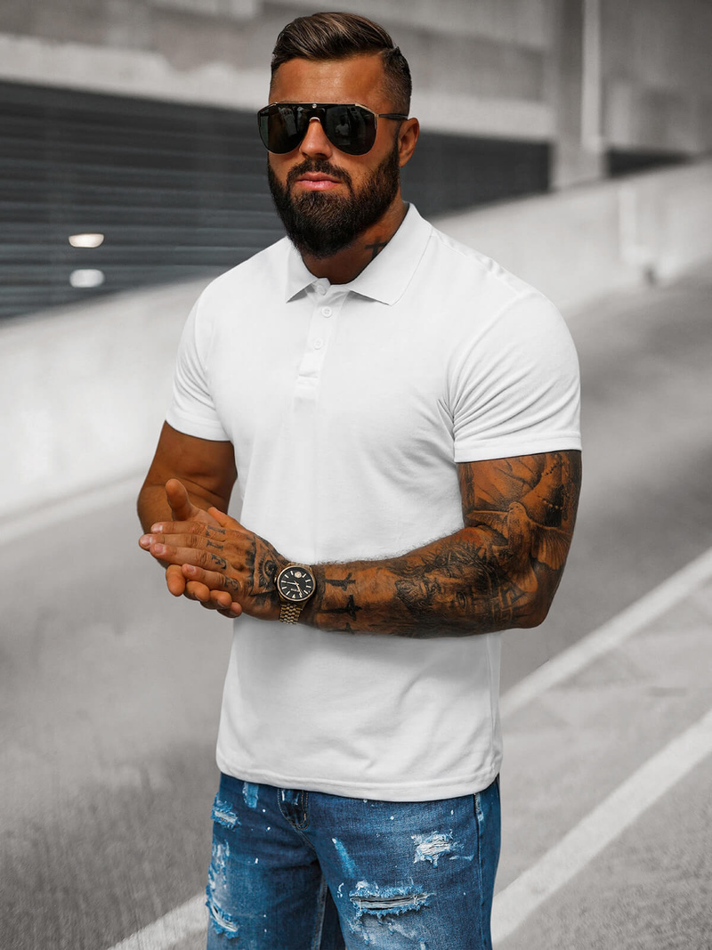 Pánska Polokošeľa Bielé OZONEE JS/8T80/1Z