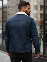 Pánska Riflová Bunda Šerpa Námornícka Modrá OZONEE NB/MJ517BSZ