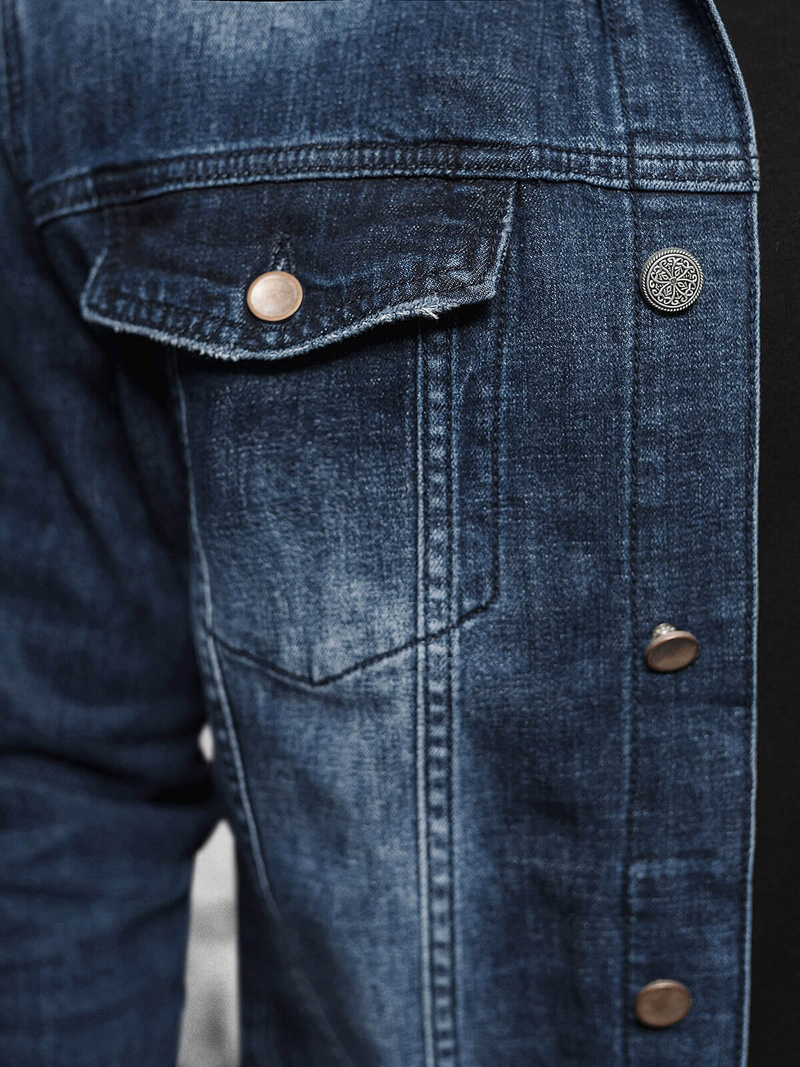 Pánska Riflová Bunda Šerpa Tmavomodrá OZONEE NB/MJ516BSZ