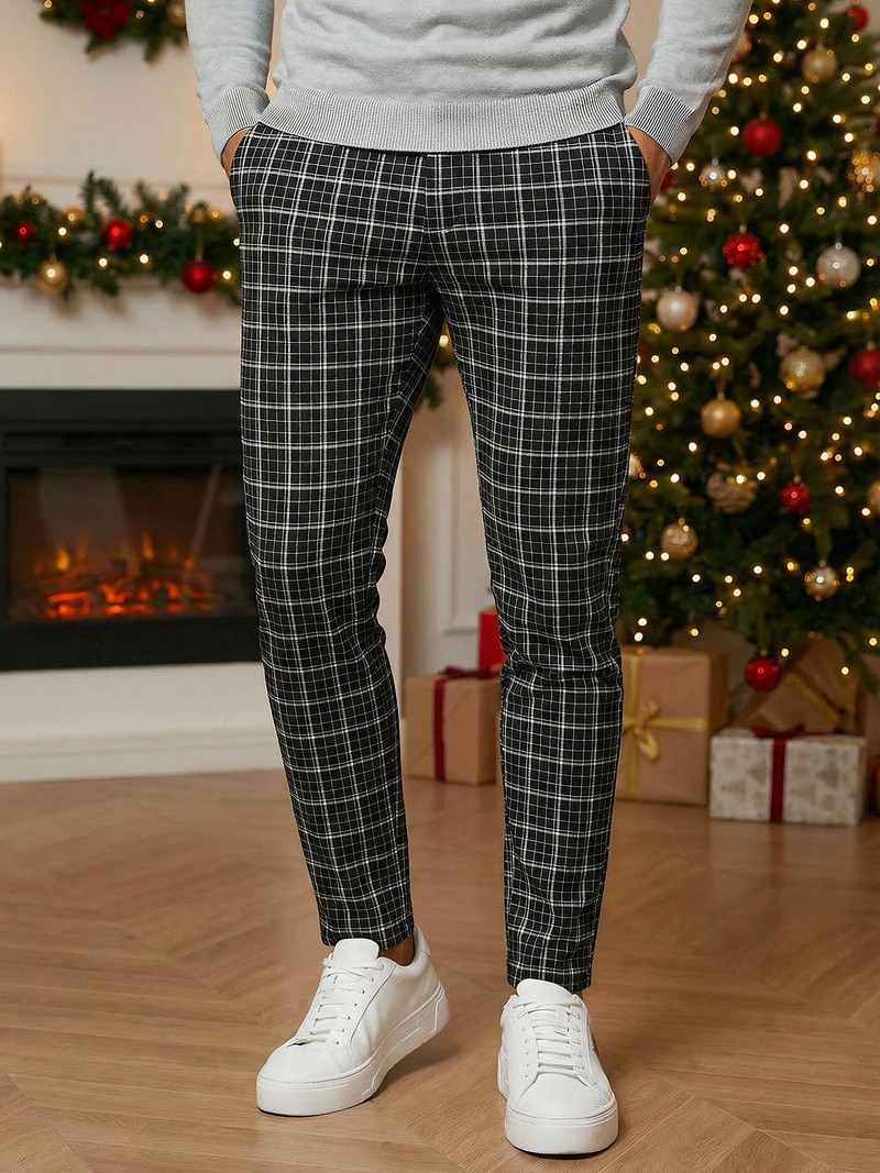 Pánske Chino Nohavice Čierne OZONEE DJ/5515Z