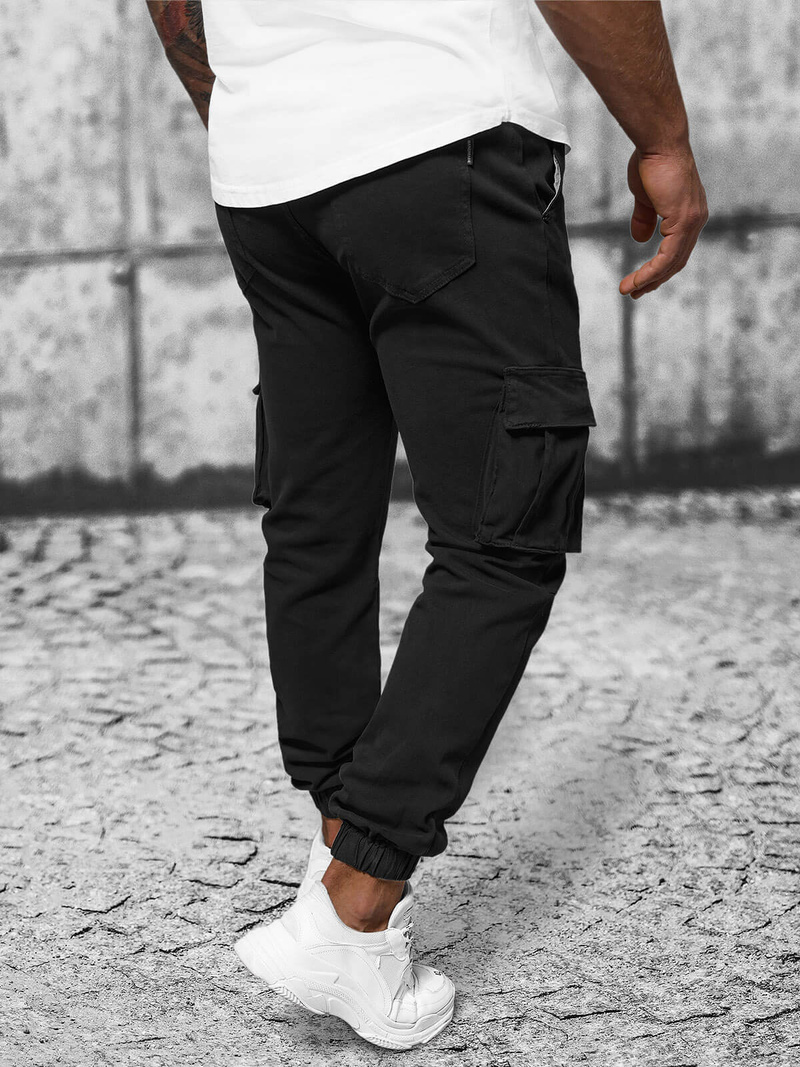 Pánske Chino Jogger Nohavice Čierne OZONEE NB/MP0105NZ