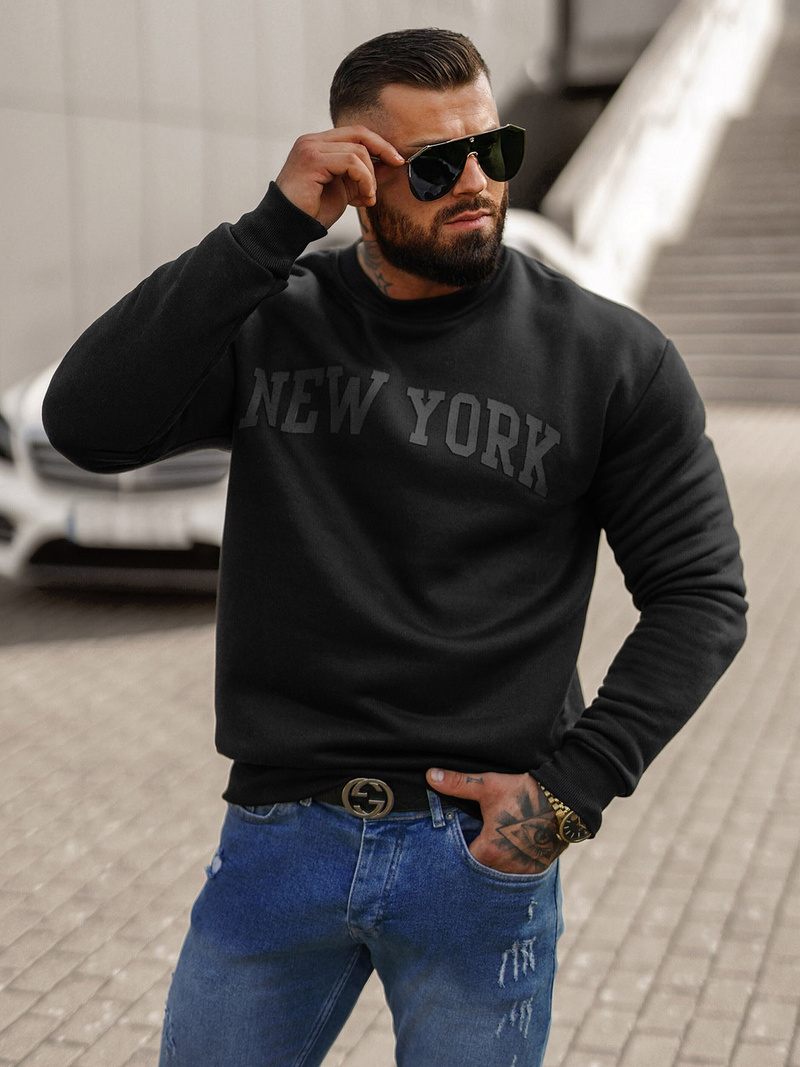 Pánska Mikina Čierna OZONEE JS/8B1362/3