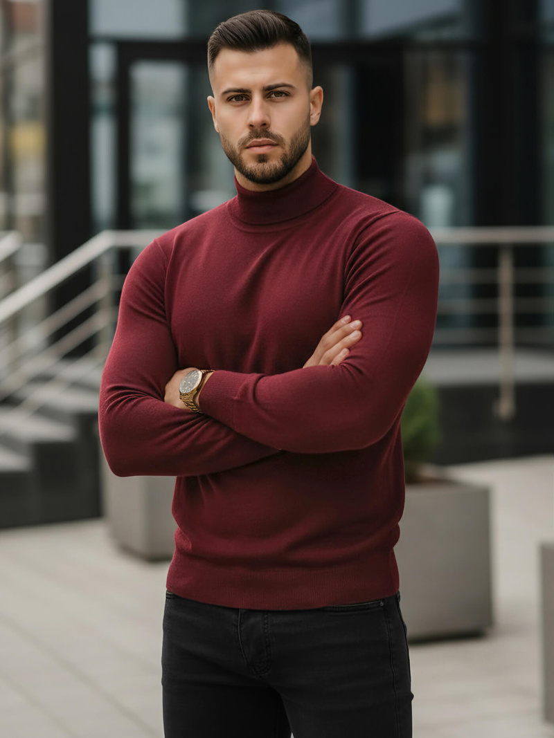 Pánsky Sveter Tmavo Bordový OZONEE V/V24503