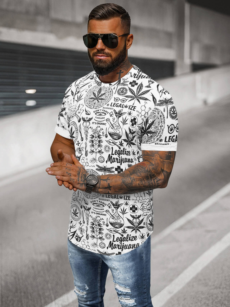 Pánske Tričko Biely OZONEE O/P1347