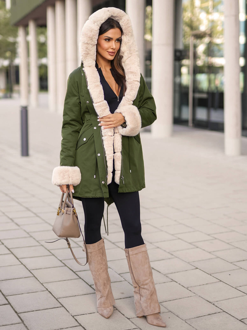 Dámska Zimná Bunda Zelená OZONEE JS/M763/136Z