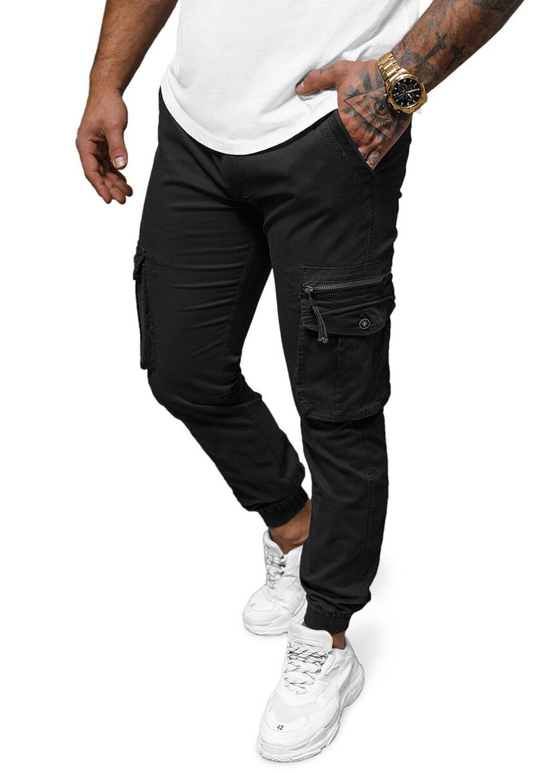 Pánske Chino Jogger Nohavice Čierne OZONEE NB/MP0201N