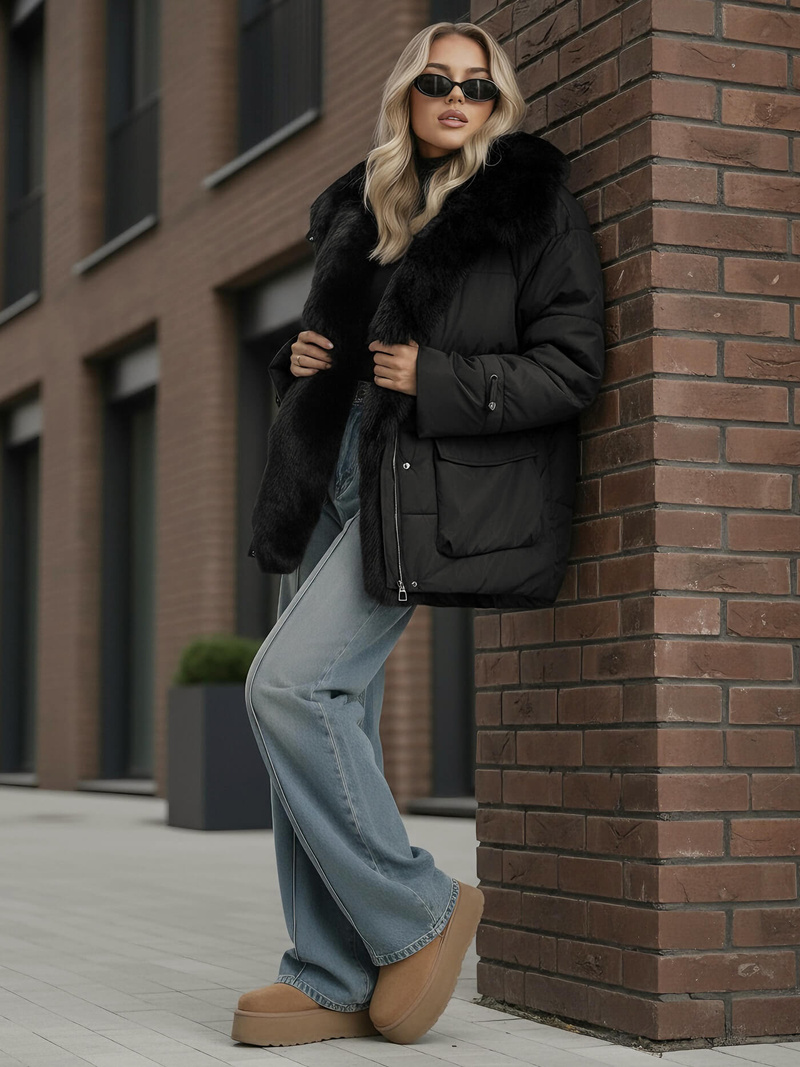 Dámska bunda čierna OZONEE JS/16M9185/392