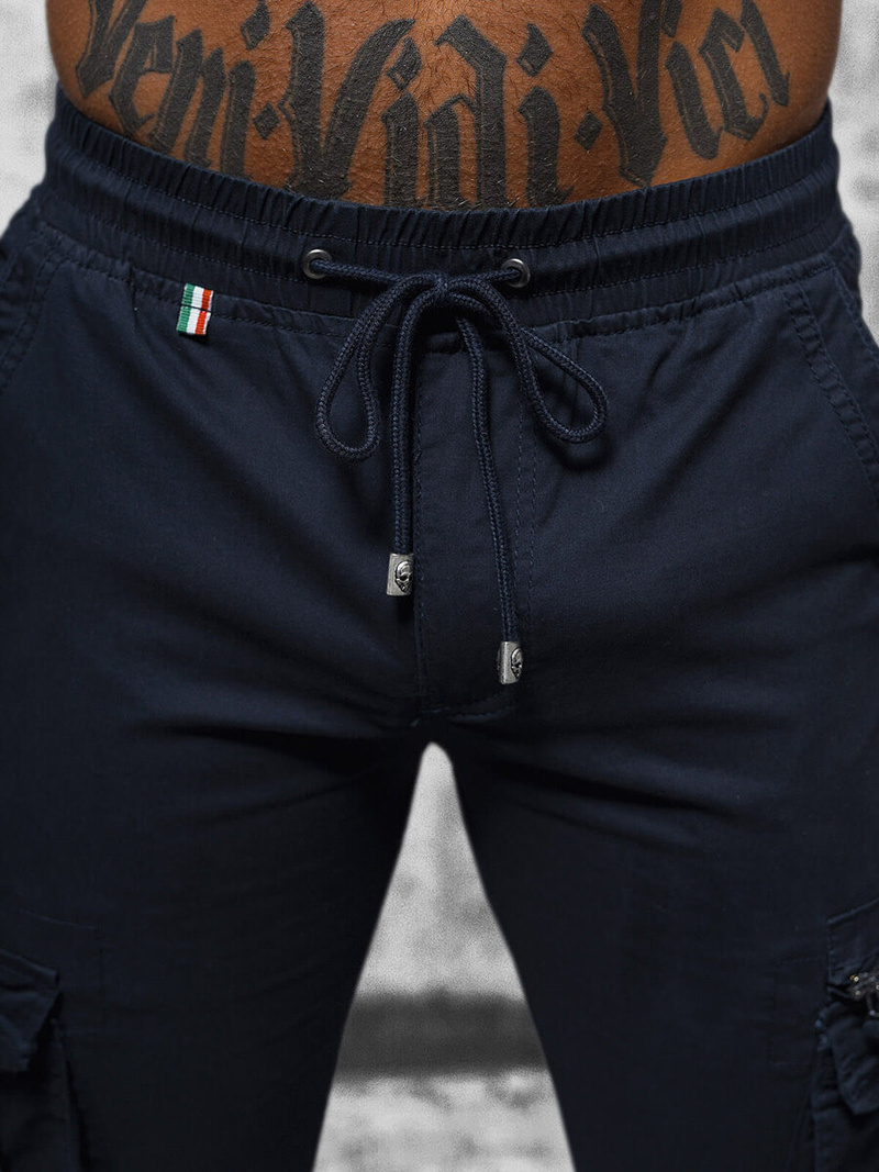 Pánske Chino Jogger Nohavice Námornícke Modré OZONEE NB/MP0201BS