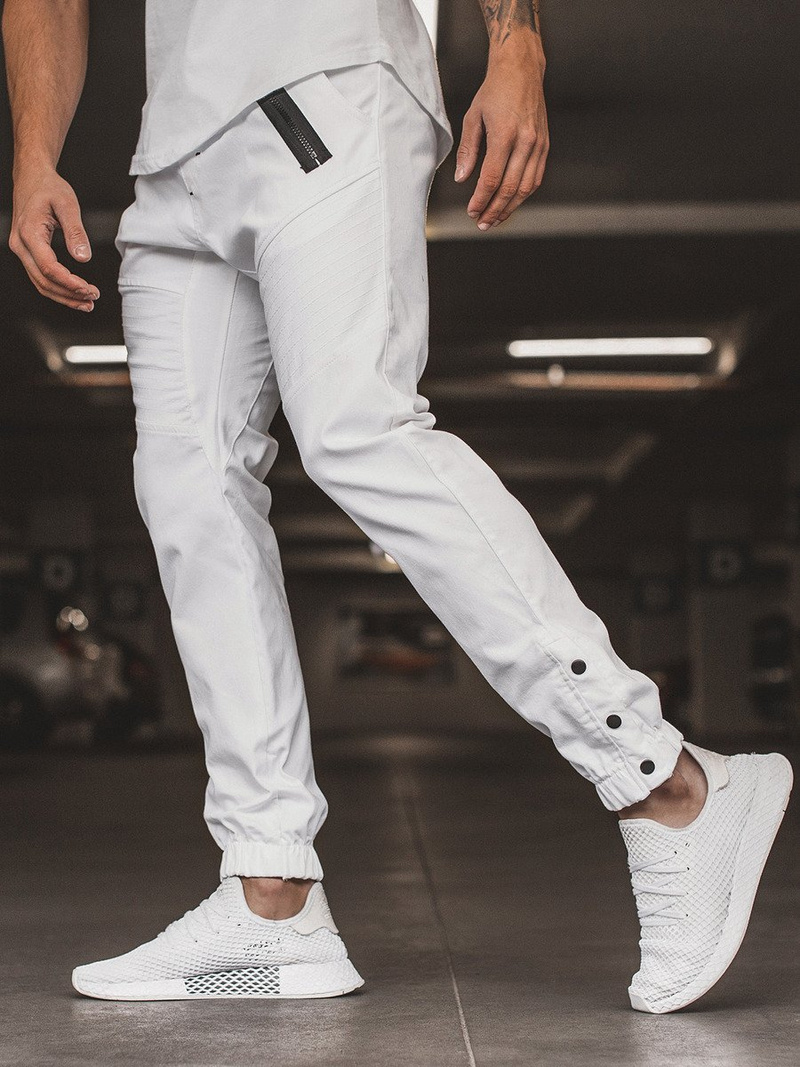 Pánske chino jogger nohavice Biele OZONEE A/0952
