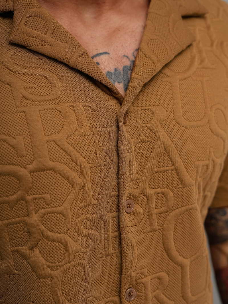 Pánska Košeľa s Krátkym Rukávom Hnedá OZONEE O/B2256