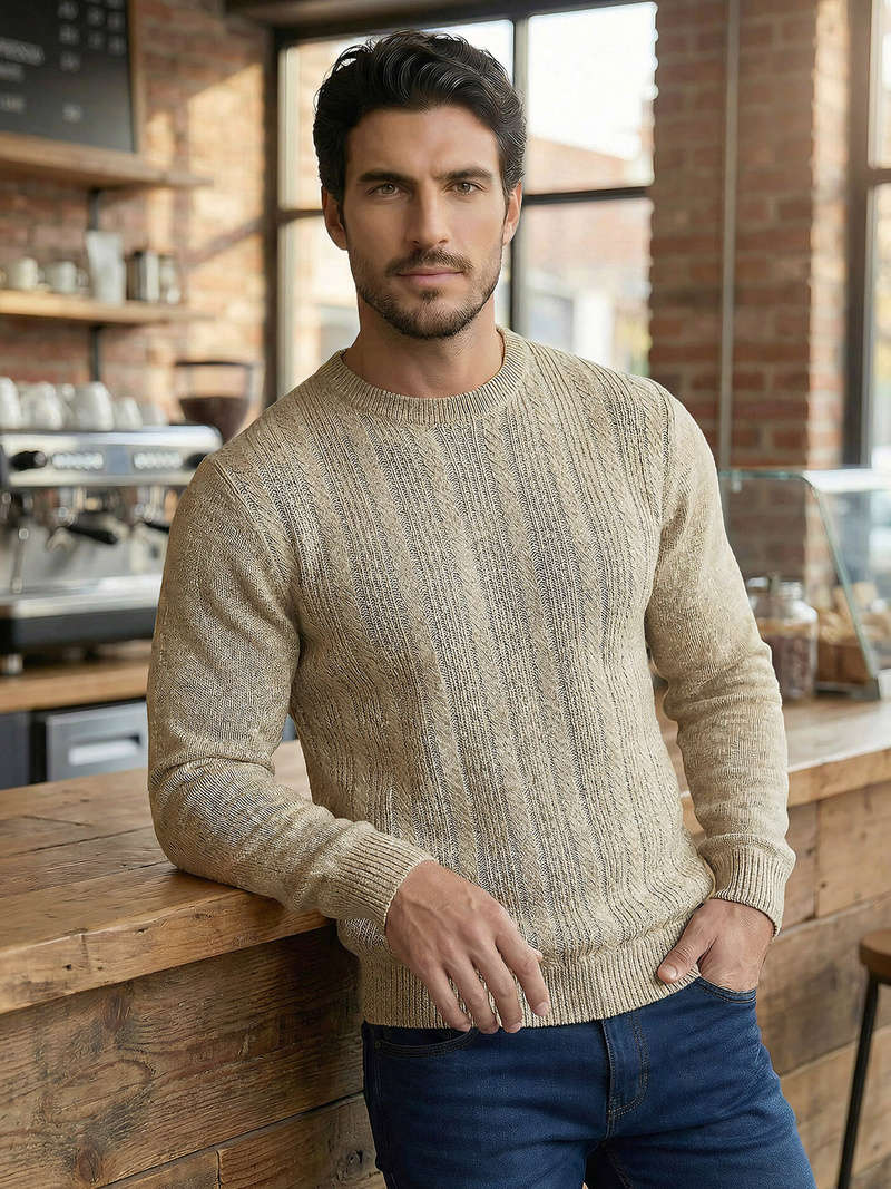 Pánsky sveter béžový OZONEE JS/59B3608/155