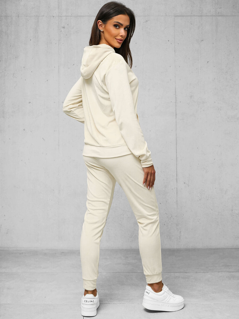 Dámska Velúrová Tepláková Súprava Ecru OZONEE JS/8C1176/155Z