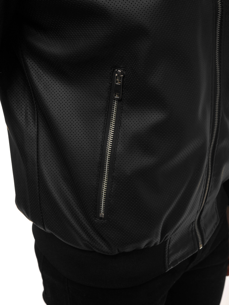 Pánska koženková bunda Čierna OZONEE N/6121