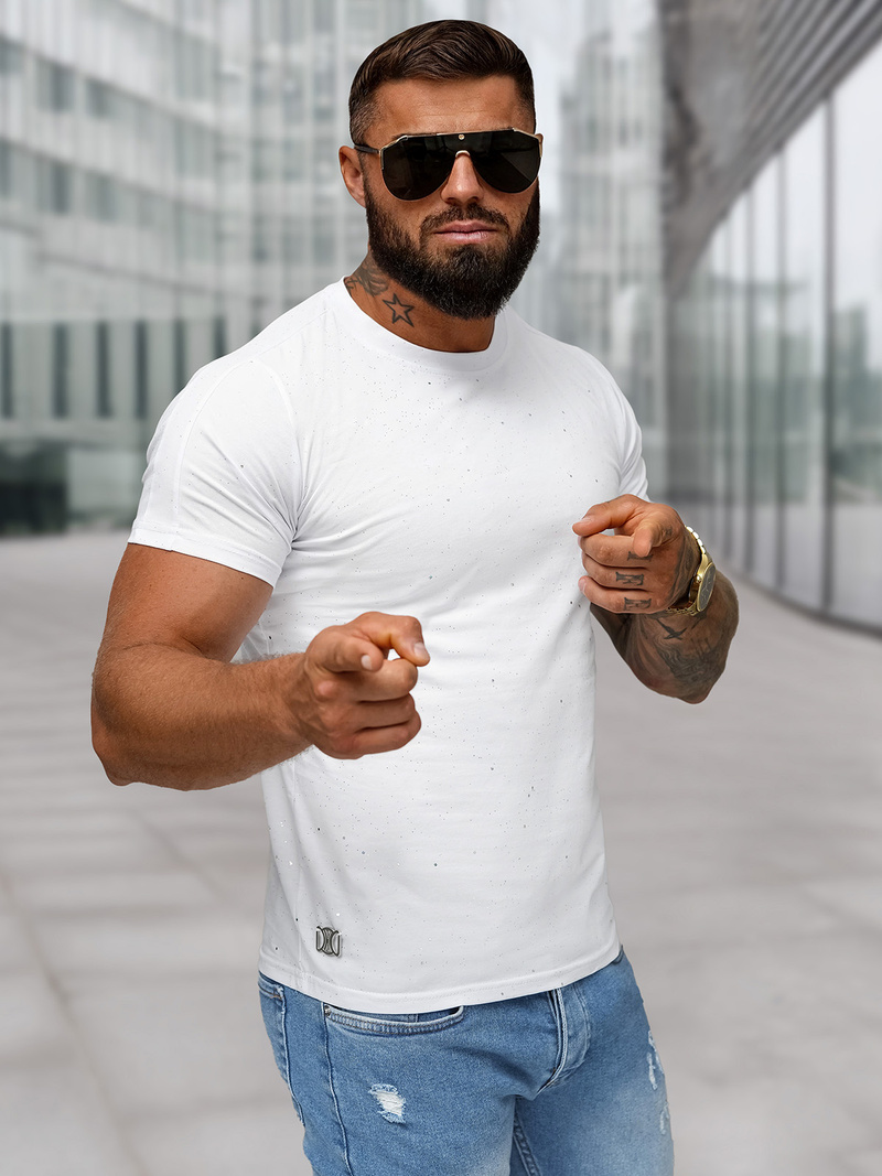 Pánske Tričko Biele OZONEE O/QQ1388