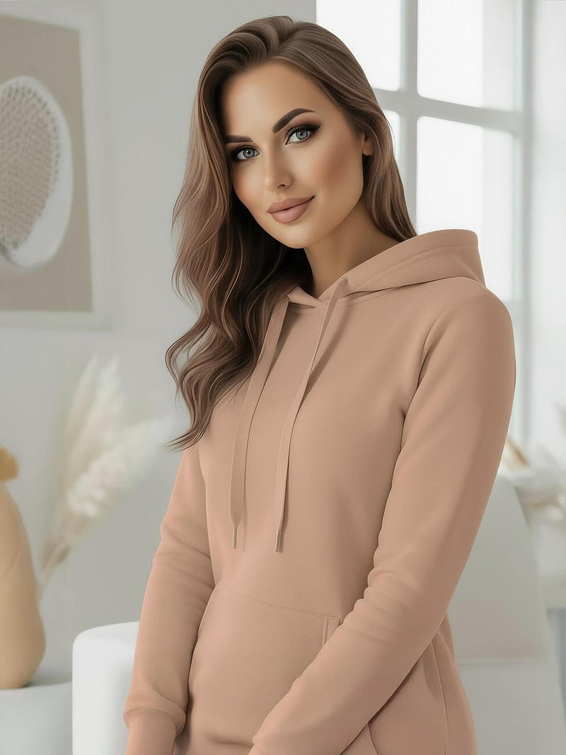 Dámska Mikina Tmavo-Béžové OZONEE JS/YS10003/91Z