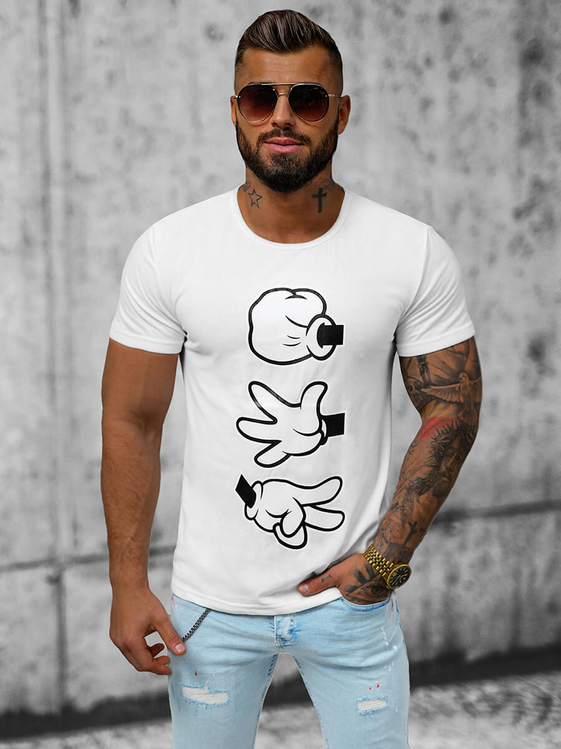 Pánske Tričko Biele OZONEE JS/KS1997Z