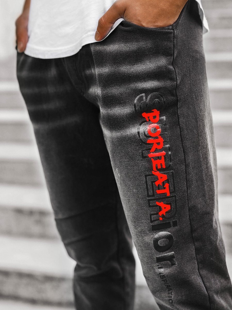 Pánske jogger rifle Čierno-Červené OZONEE JS/KK1101-2