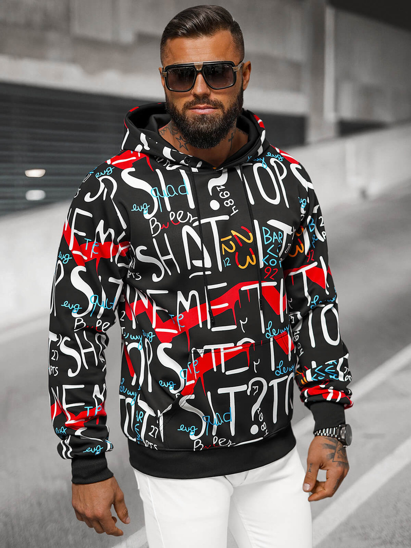 Pánska Mikina Čierna OZONEE JS/8B1233/3