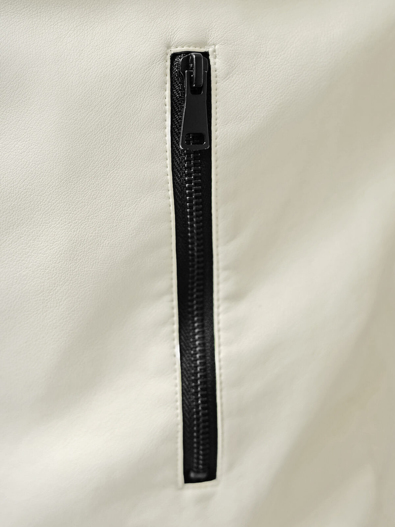 Pánska Koženková Bunda Ecru OZONEE JS/11Z8107